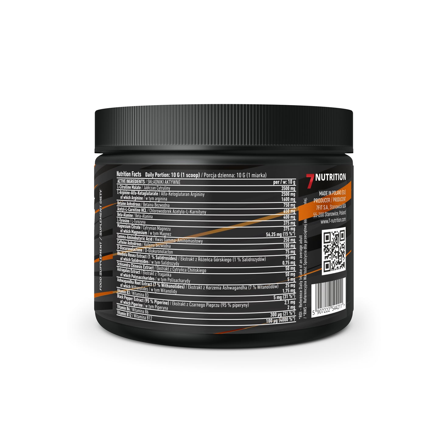 7Nutrition Sportnahrung mit Inhaltsstoffen und Nährwertangaben für Fitness und Training