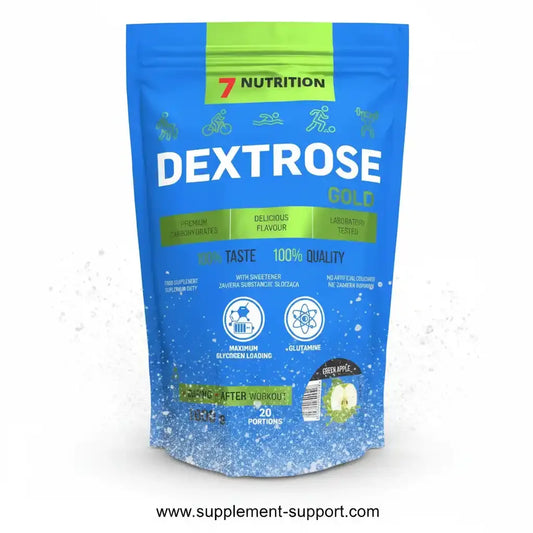 Dextrose Gold von 7 Nutrition – Premium-Kohlenhydrate für Sportler, grüner Apfel Geschmack, 1000g