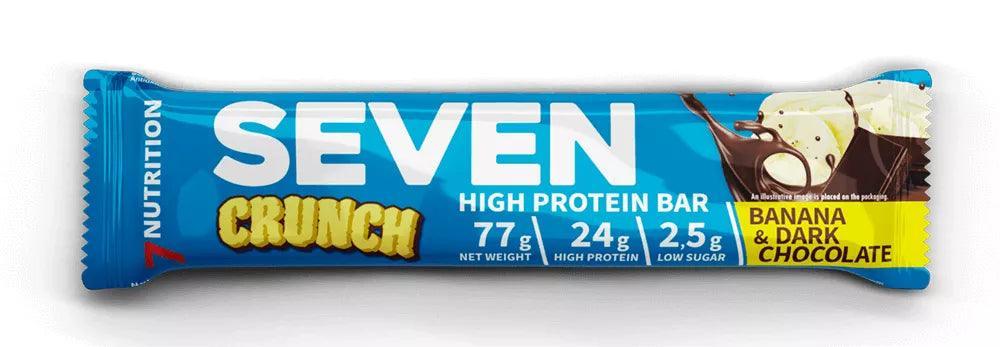 Seven Nutrition Crunch Proteinriegel Banane & dunkle Schokolade, 24g Eiweiß, low sugar, ideal für Sportler