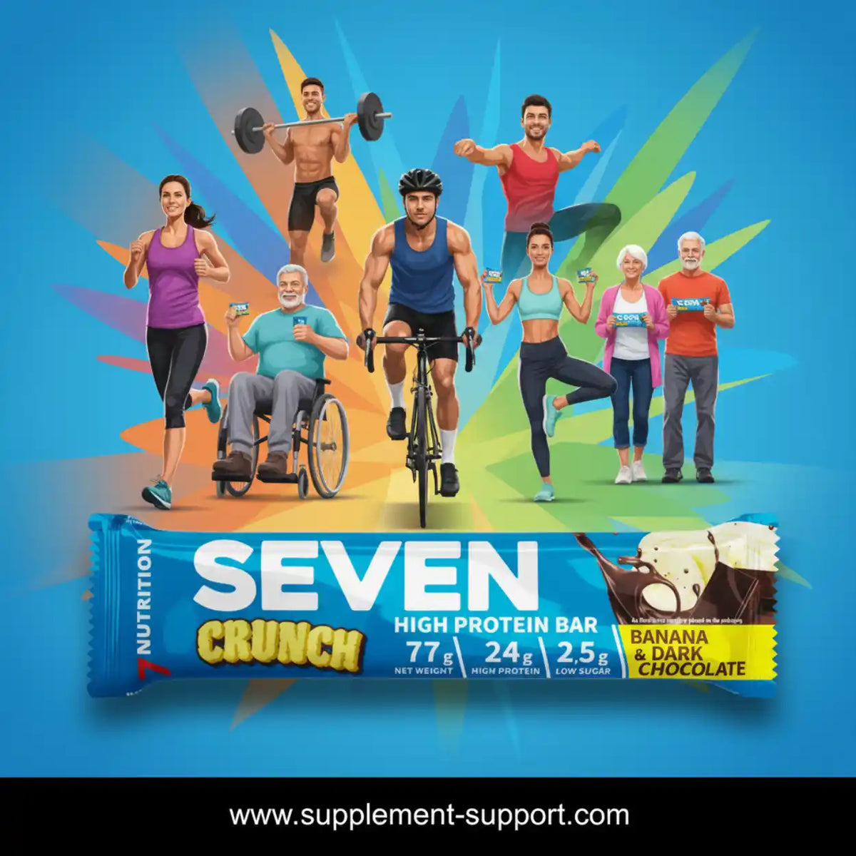 Seven Crunch High Protein Bar Banana & Dark Chocolate für Sportler und Fitness