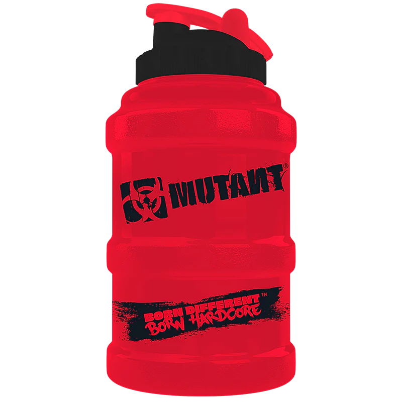 Rote Fitness-Trinkflasche 2,6L mit schwarzem Schriftzug für Sport und Nahrungsergänzung