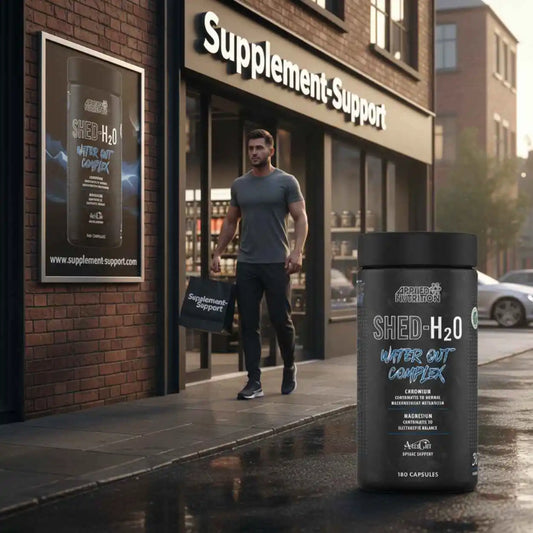 Applied Nutrition SHED-H2O Water Out Complex Dose vor einem Supplement-Support Geschäft