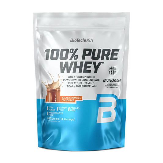 Proteinpulver 100% Pure Whey Salted Caramel, 400g Standbeutel, Fitness Nahrungsergänzung