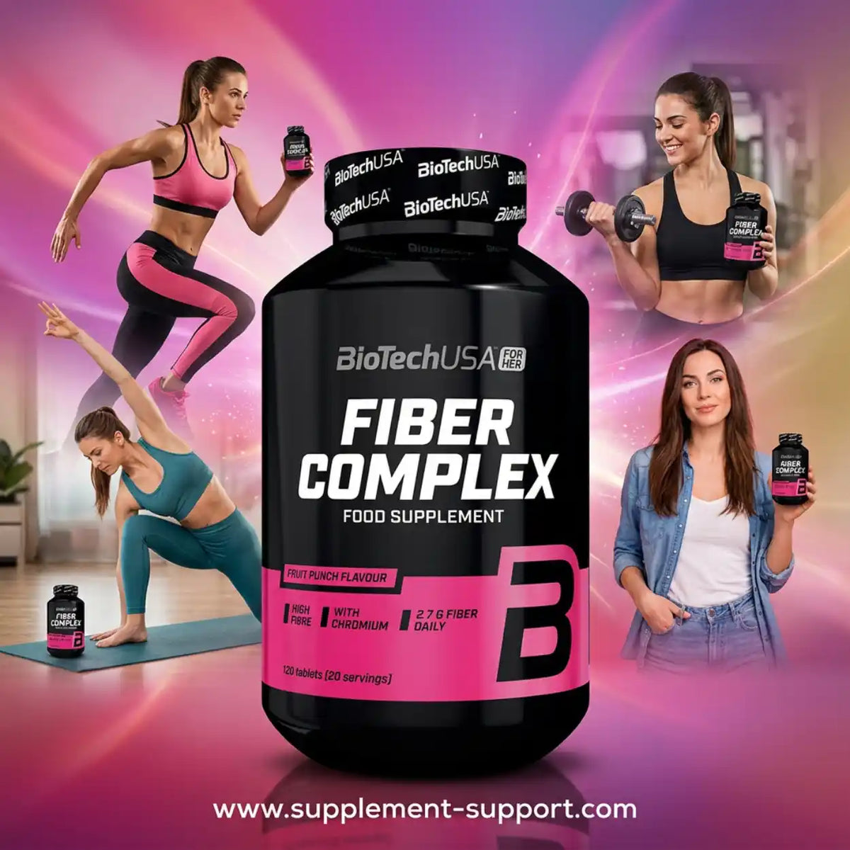 BioTech USA Fiber Complex Ballaststoff 120 Kautabletten