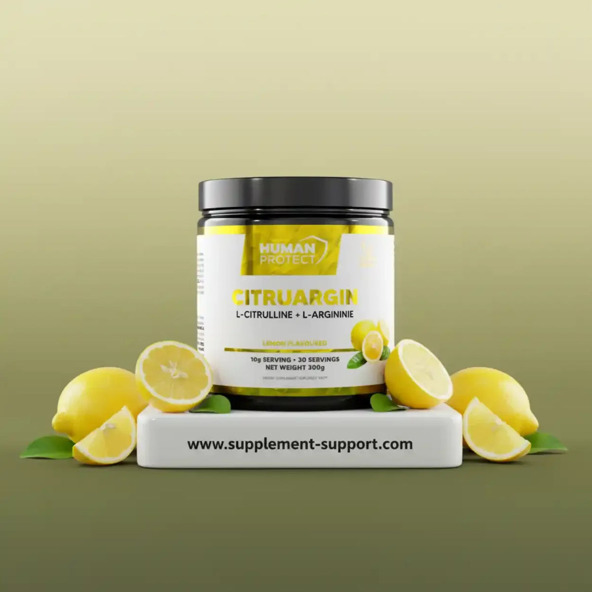 Citruargin Nahrungsergänzung mit L-Citrullin und L-Arginin in Zitronengeschmack.