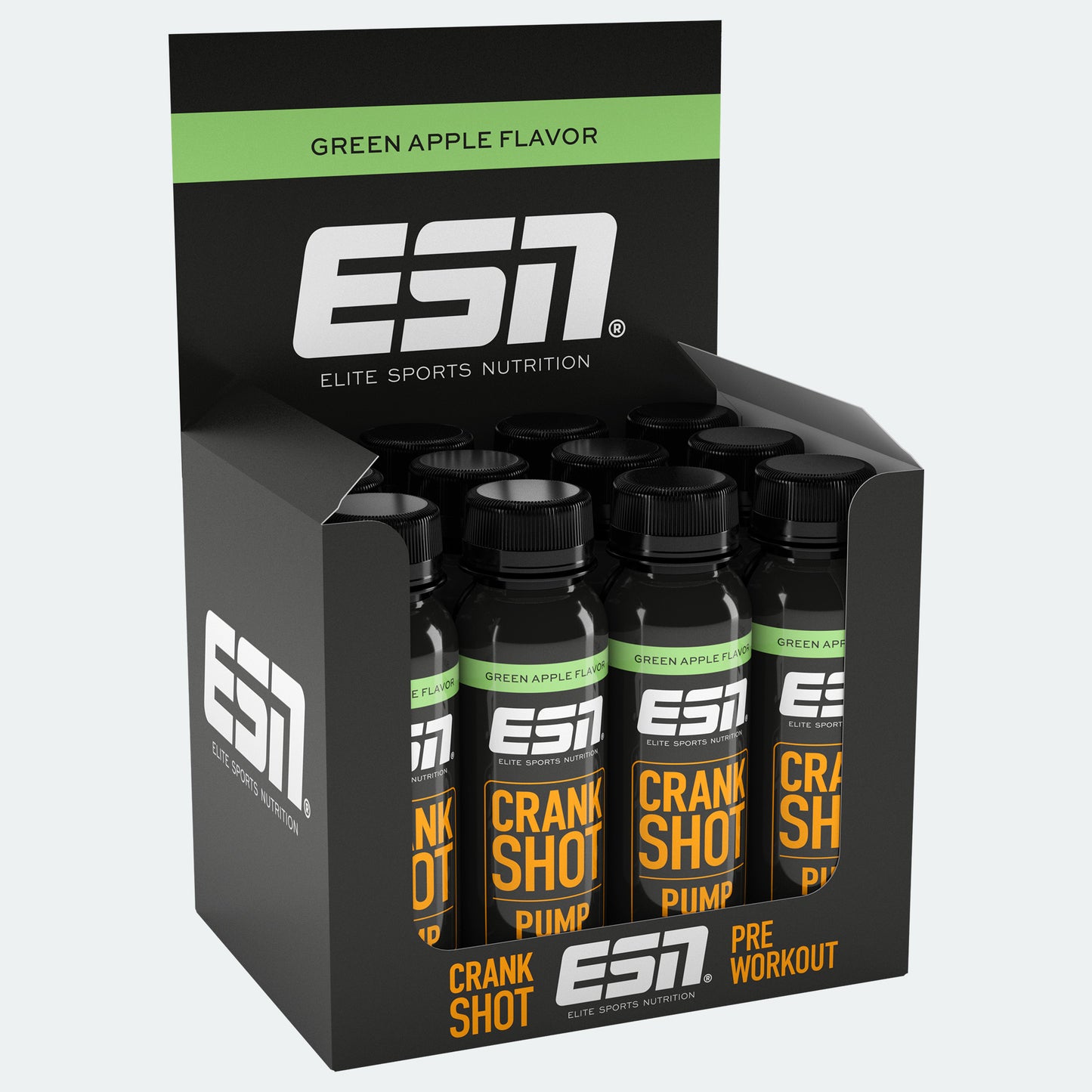 ESN Crank Shot Pre Workout Green Apple Geschmack, Sportnahrung Shot Packung