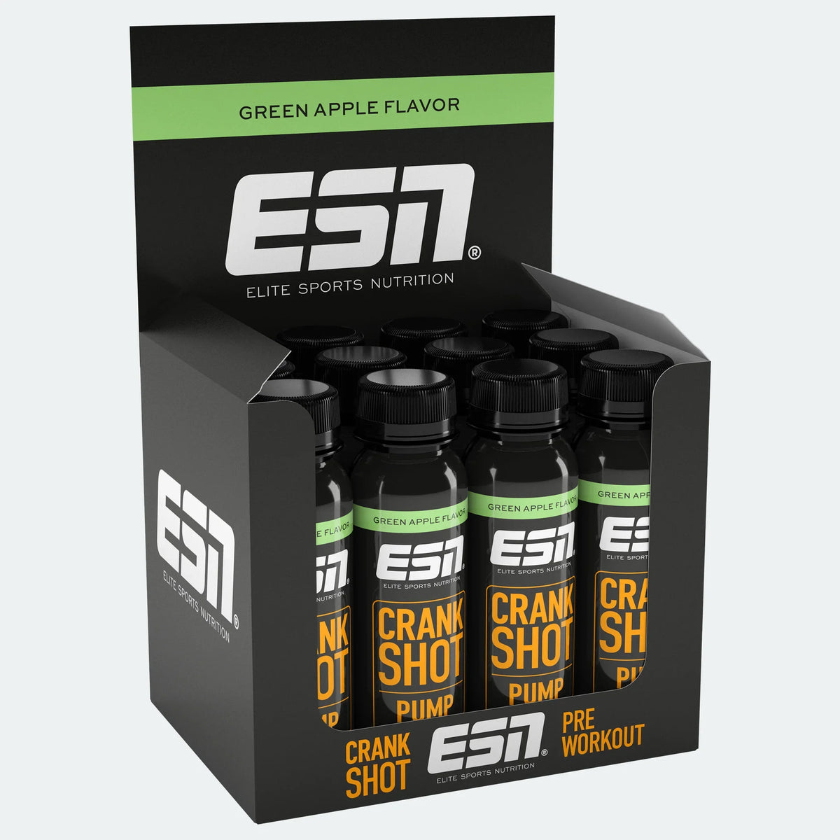 ESN Crank Shot Pre Workout Green Apple Geschmack, Sportnahrung Shot Packung