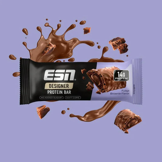 ESN Designer Protein Bar mit 14g Protein, Fudge Brownie Geschmack, ohne zugesetzten Zucker
