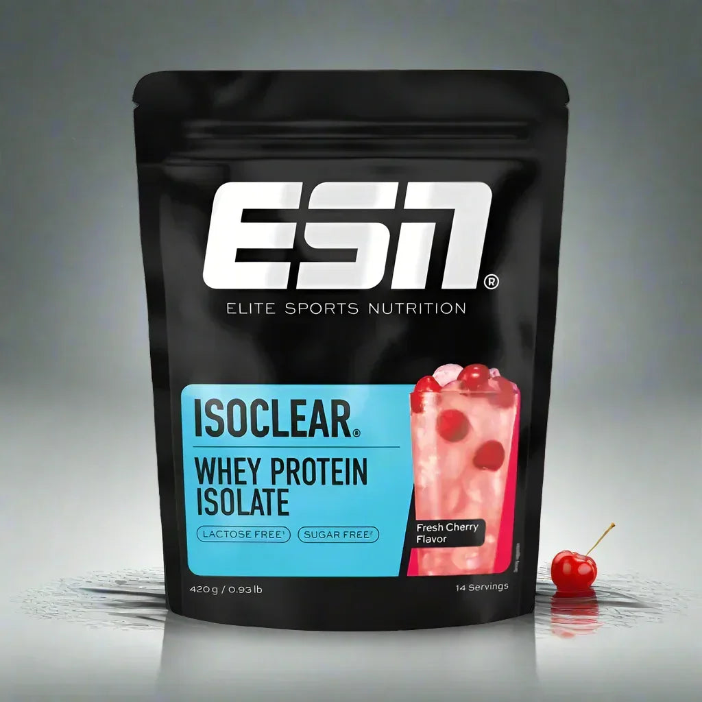 ESN IsoClear Whey Protein Isolate in Fresh Cherry Geschmack, schwarzer Beutel