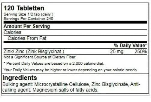 GN Zinc Bisglycinate 120 Tableten a´ 50mg - Supplement-Support.com