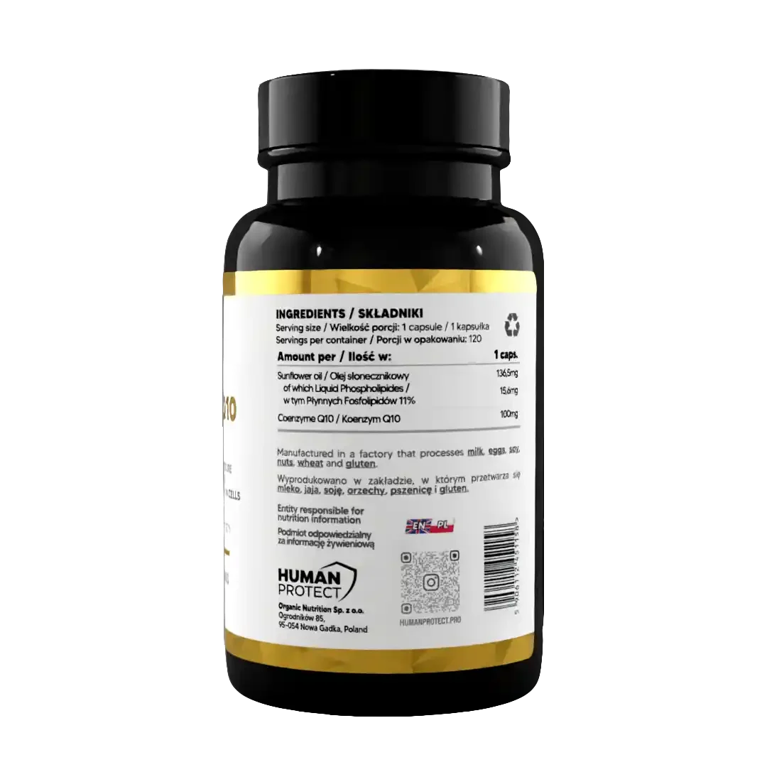 Coenzym Q10 Kapseln mit Sonnenblumenöl, Nahrungsergänzung für Sportler und Fitness
