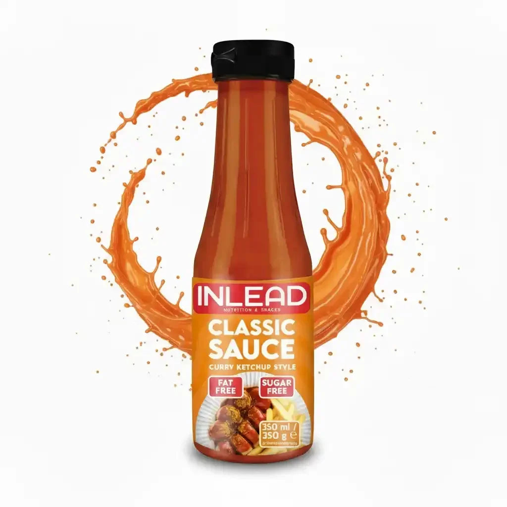 Inlead Classic Sauce Curry Ketchup Style, fettfrei und zuckerfrei, 350 ml Flasche.