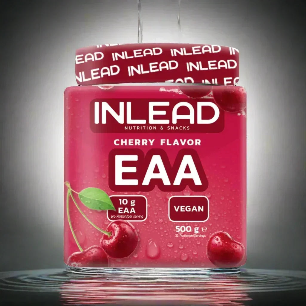 Inlead EAA Nahrungsergänzung mit Kirschgeschmack, vegan, 500g Dose.