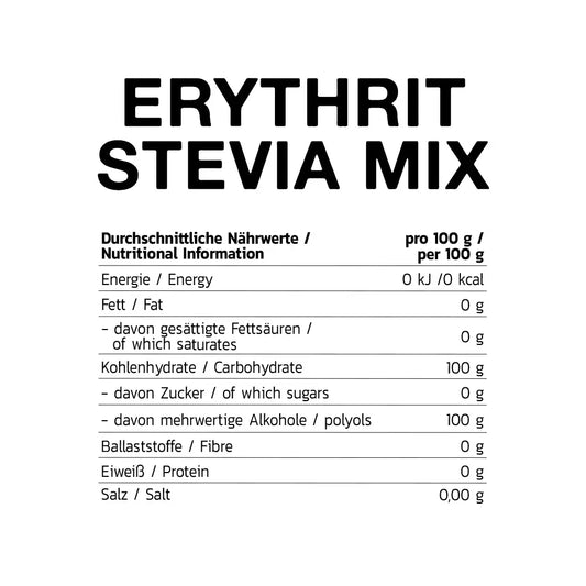 Erythrit Stevia Mix Nährwerttabelle – kalorienfreier Süßstoff für Sportler & Fitness