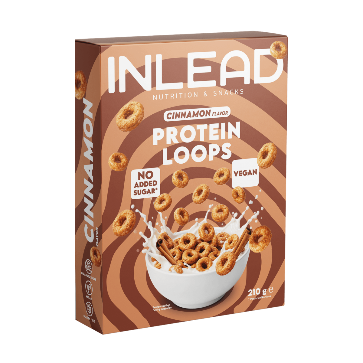 INLEAD Protein Loops Zimtgeschmack, vegan, ohne zugesetzten Zucker, glutenfrei, 210g