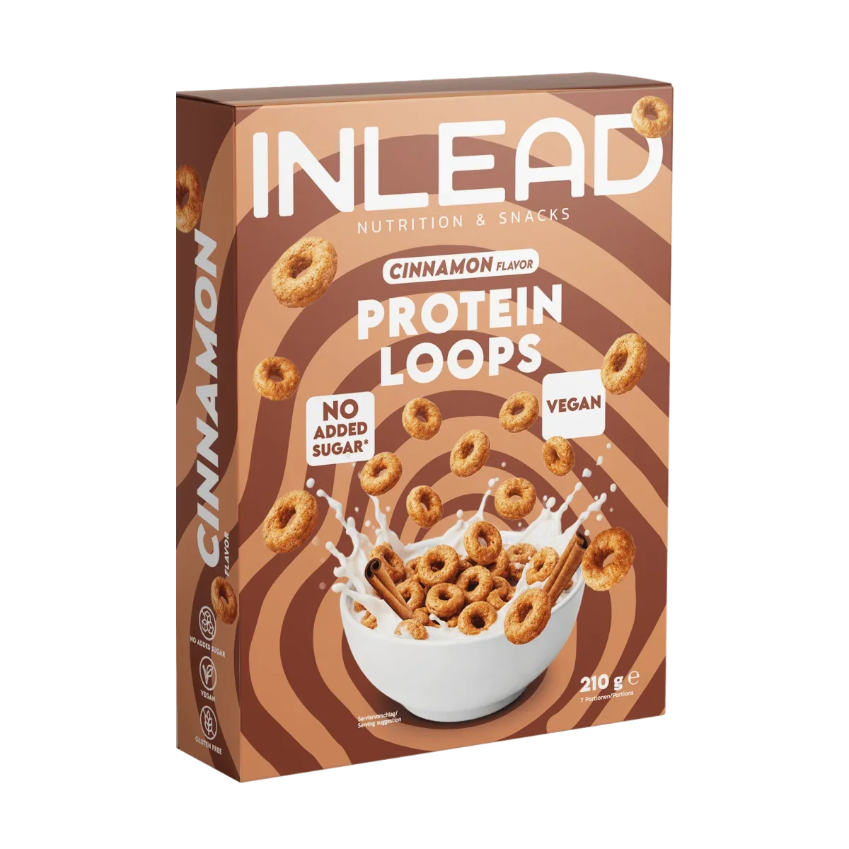 INLEAD Protein Loops Zimtgeschmack, vegan, ohne zugesetzten Zucker, glutenfrei, 210g