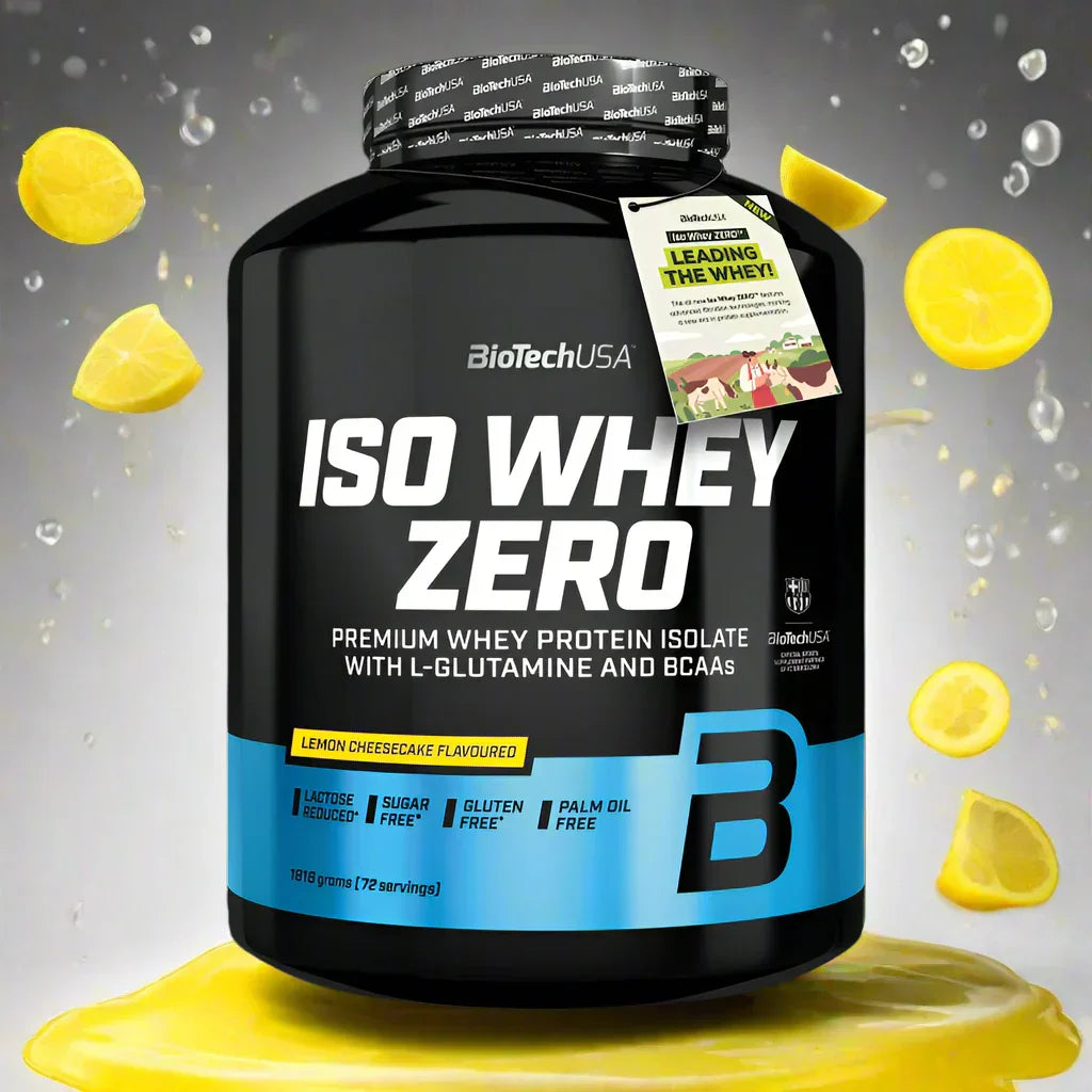 BioTechUSA ISO Whey Zero Zitronenkäsekuchen Geschmack Proteinpulver mit BCAAs und L-Glutamin