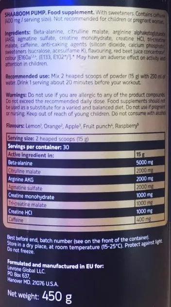 Kevin Levrone Shaaboom Pump 450g US PUMP Booster - Supplement-Support.com