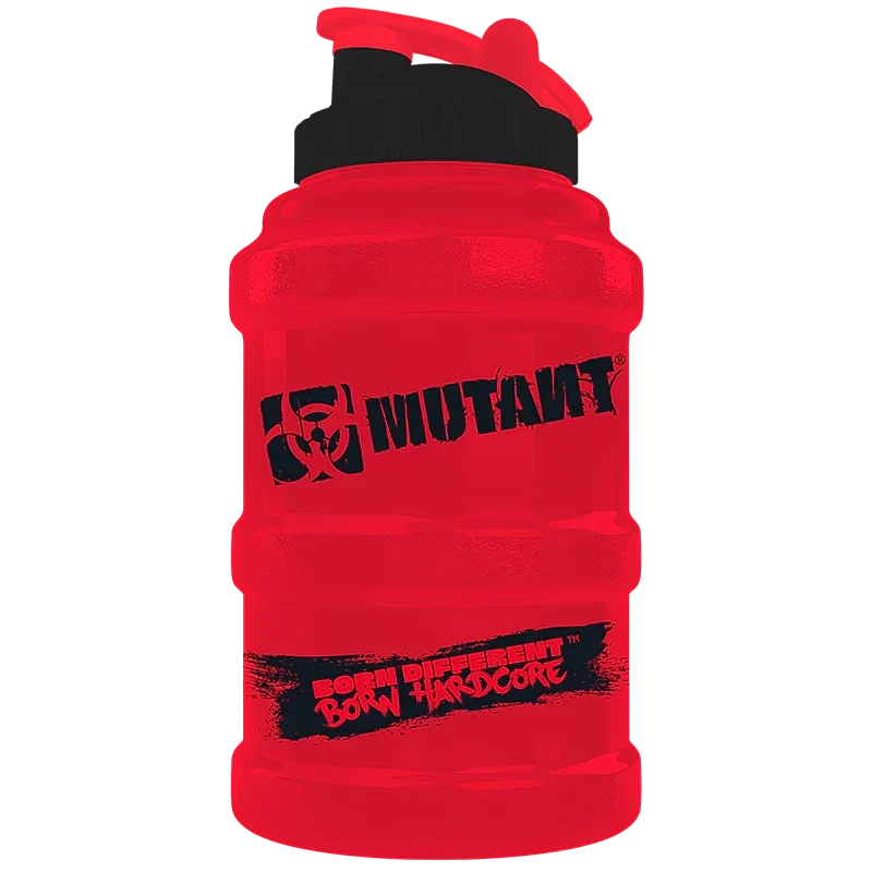 Rote Fitness-Trinkflasche 2,6L mit schwarzem Schriftzug für Sport und Nahrungsergänzung