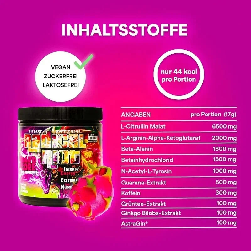 Radical Riot V3 Hardcore Version Pre Workout 340g - Supplement-Support.com