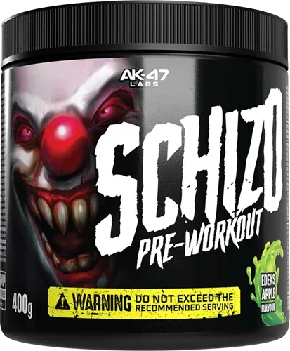 AK-47 Labs Schizo Pre-Workout mit grünem Apfel-Geschmack, 400g Dose für Sportler und Fitness