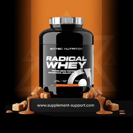 SCITEC Nutrition Radical Whey Protein Pulver 2000g Geschmack Salted Caramel mit Karamell-Stücken
