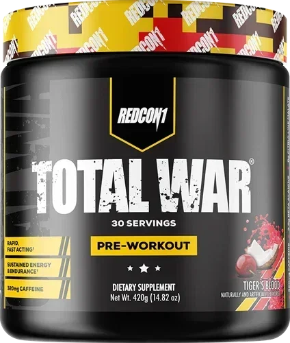 Redcon1 Total War Pre-Workout mit 30 Portionen, Koffein für Energie & Ausdauer, Tiger's Blood Geschmack