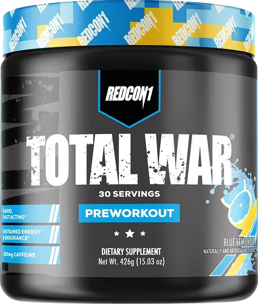 REDCON1 Total War Pre Workout in Blue Lemonade Geschmack, 30 Portionen, Energie & Ausdauer für Fitness und Sport