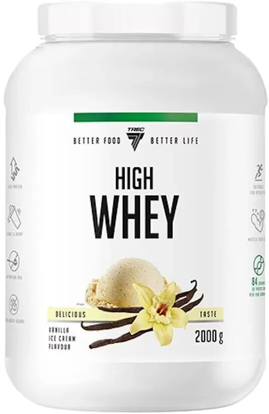 High Whey Protein Vanille-Eisgeschmack, 2000g für Fitness und Sportler