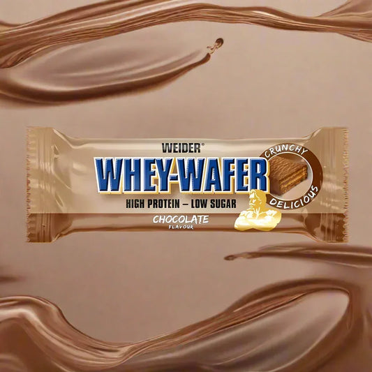 Weider Whey-Wafer Schokoladen-Geschmack, hochproteinhaltig, wenig Zucker, knusprig lecker