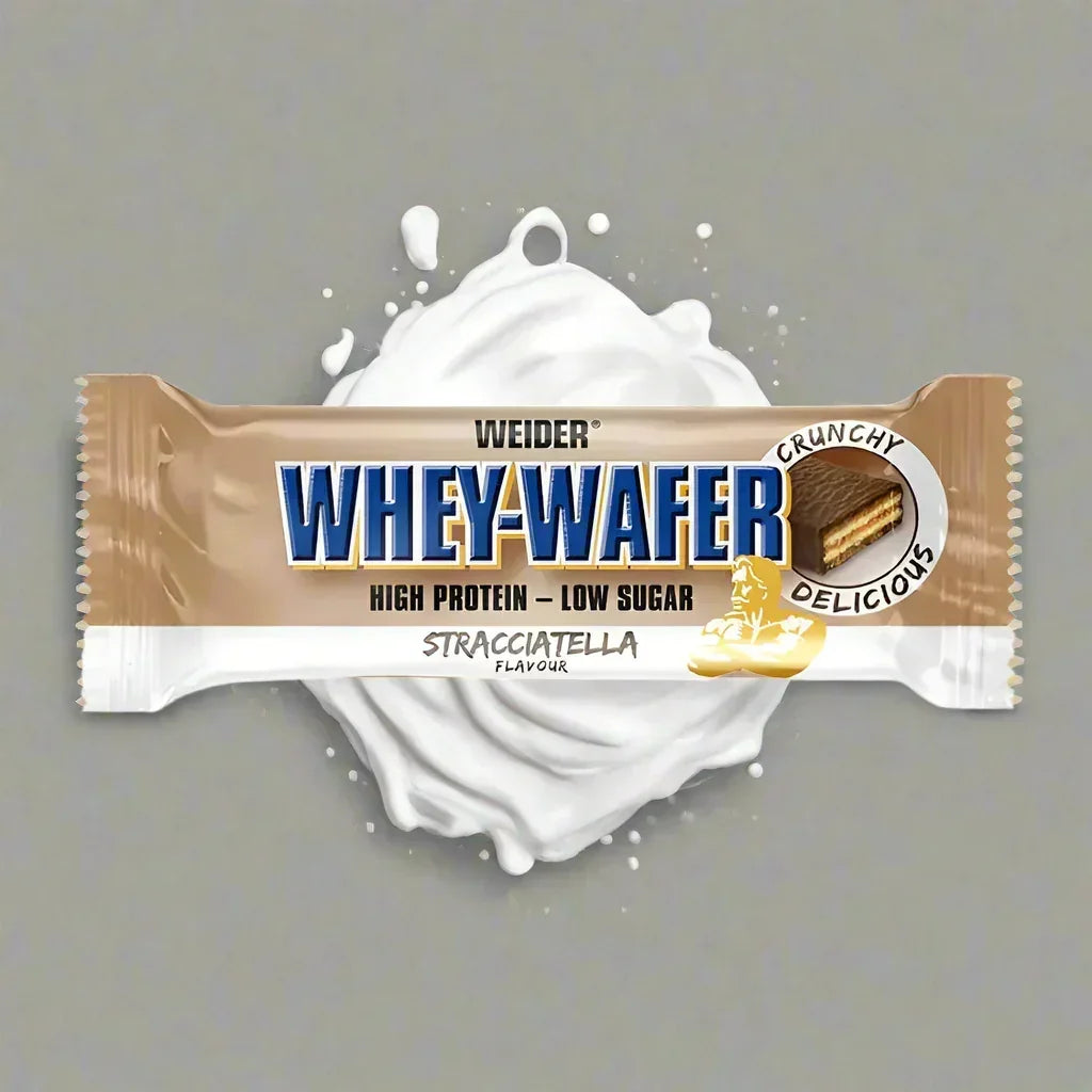 Weider Whey-Wafer Proteinriegel Stracciatella Geschmack, hochproteinhaltig, wenig Zucker, knusprig lecker