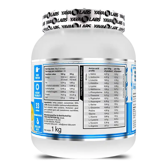 1kg Whey-Protein-Pulver mit Aminosäureprofil, ideal für Fitness und Sportler