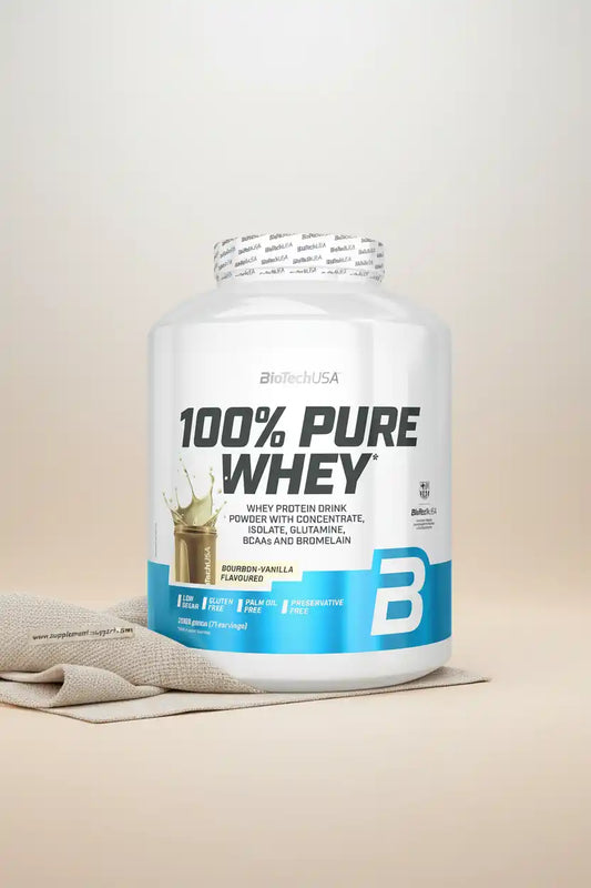 BioTechUSA 100% Pure Whey Protein Pulver Bourbon-Vanille, glutenfrei, ideal für Fitness & Sportler