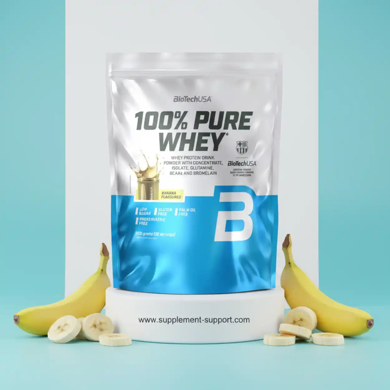 Banane Geschmack Whey Protein Pulver von BioTechUSA, ideal für Fitness und Sportler