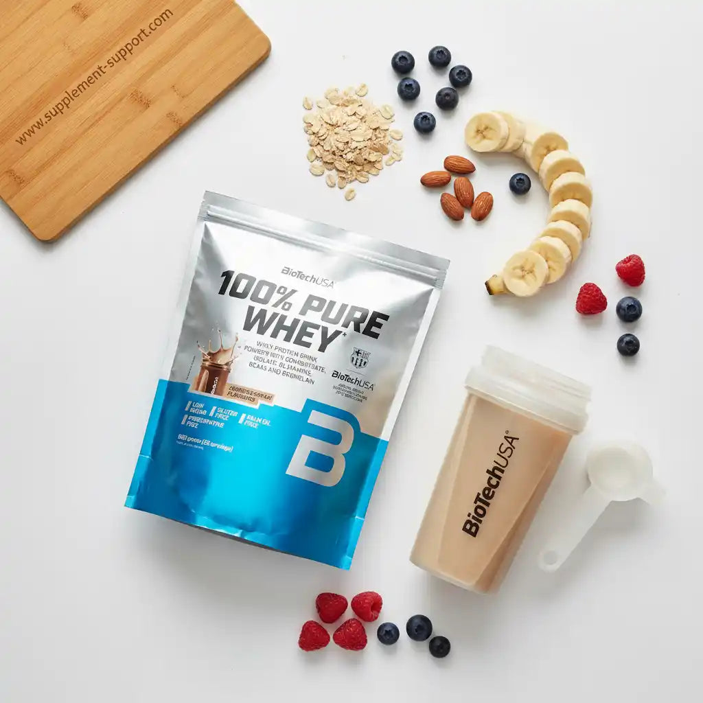 BiotechUSA 100% Pure Whey Protein mit Beeren, Bananen und Hafer – ideal für Sportler & Fitness