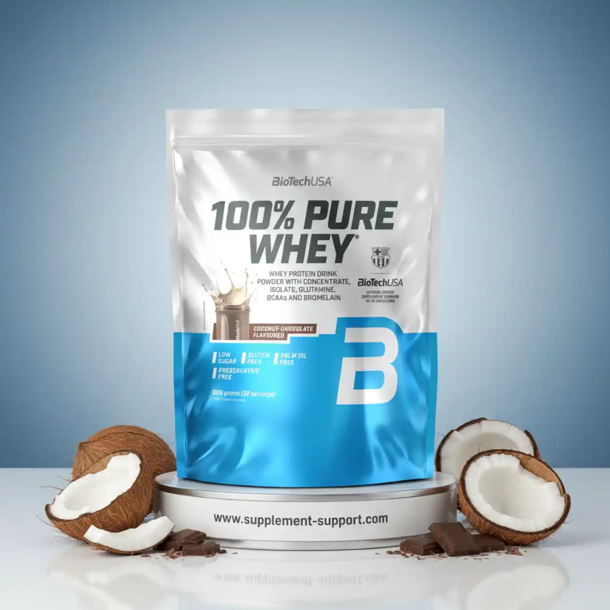BioTechUSA 100% Pure Whey Protein mit Kokos- und Schokoladengeschmack, ideal für Sportler und Fitnessbegeisterte