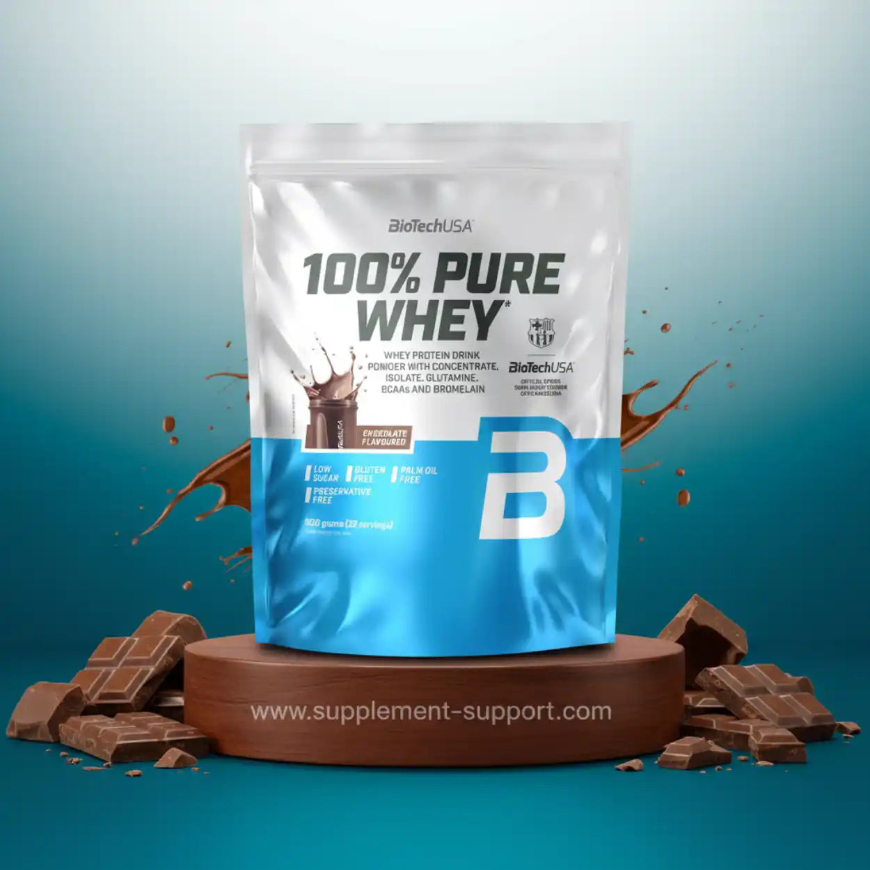 BioTechUSA 100% Pure Whey Protein Pulver, Schokoladen-Geschmack, glutenfrei, ideal für Sportler und Fitness