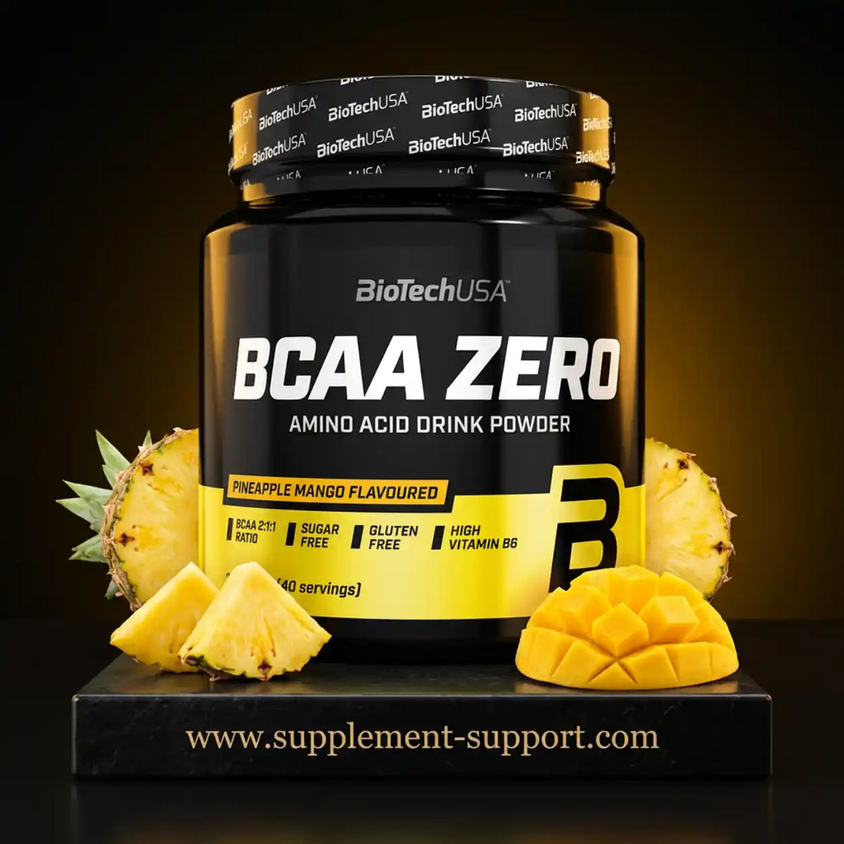 BioTech USA BCAA ZERO Aminosäure Pulver mit Ananas-Mango Geschmack