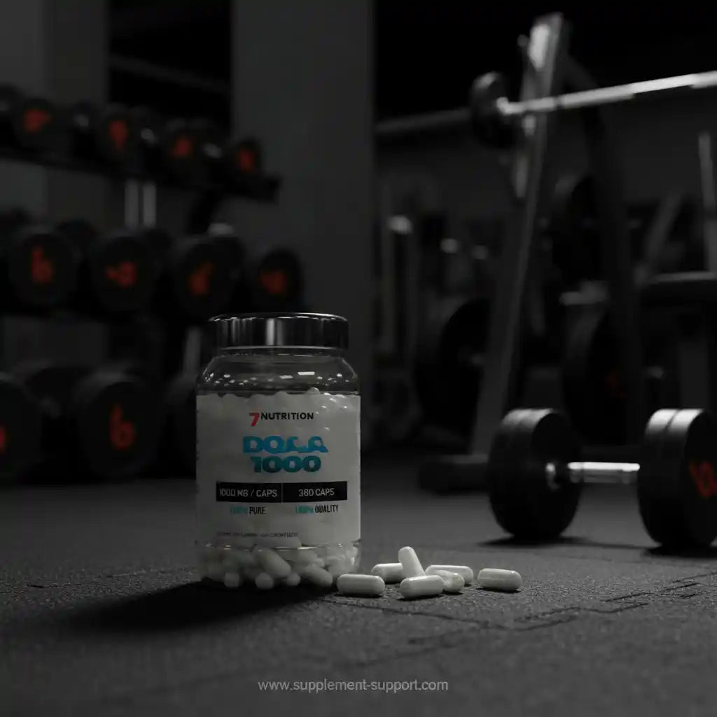 DOLA 1000 Kapseln von 7NUTRITION im Fitnessstudio, Sportnahrung für Krafttraining und Fitness