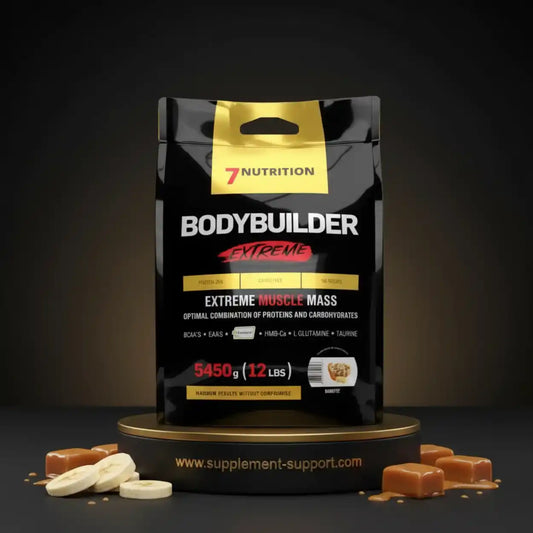 7 Nutrition Bodybuilder Extreme Muscle Mass Weight Gainer Packung mit Bananen und Karamell