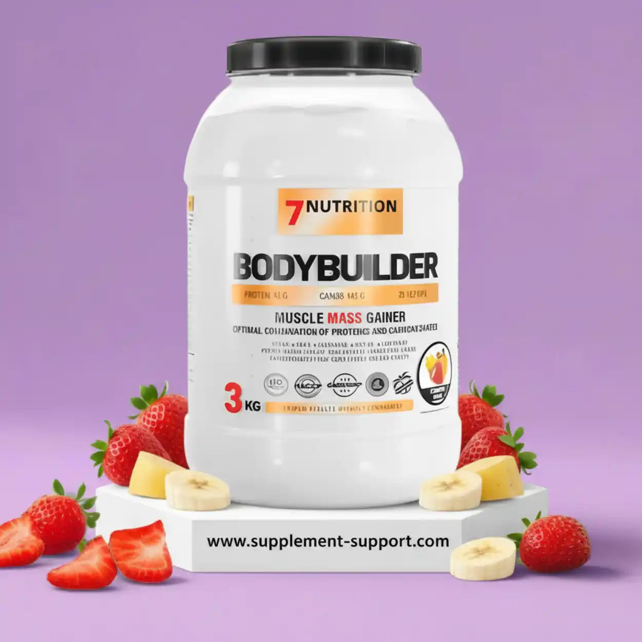 7Nutrition Bodybuilder Muscle Mass Gainer mit Erdbeeren und Bananen