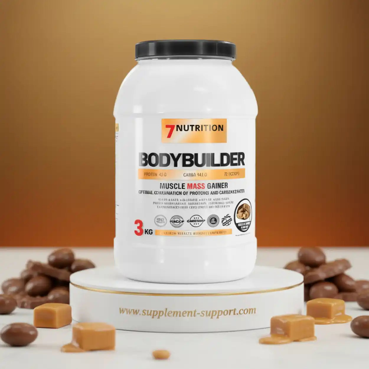 7 Nutrition Bodybuilder Muscle Mass Gainer Protein Pulver, 3kg Dose