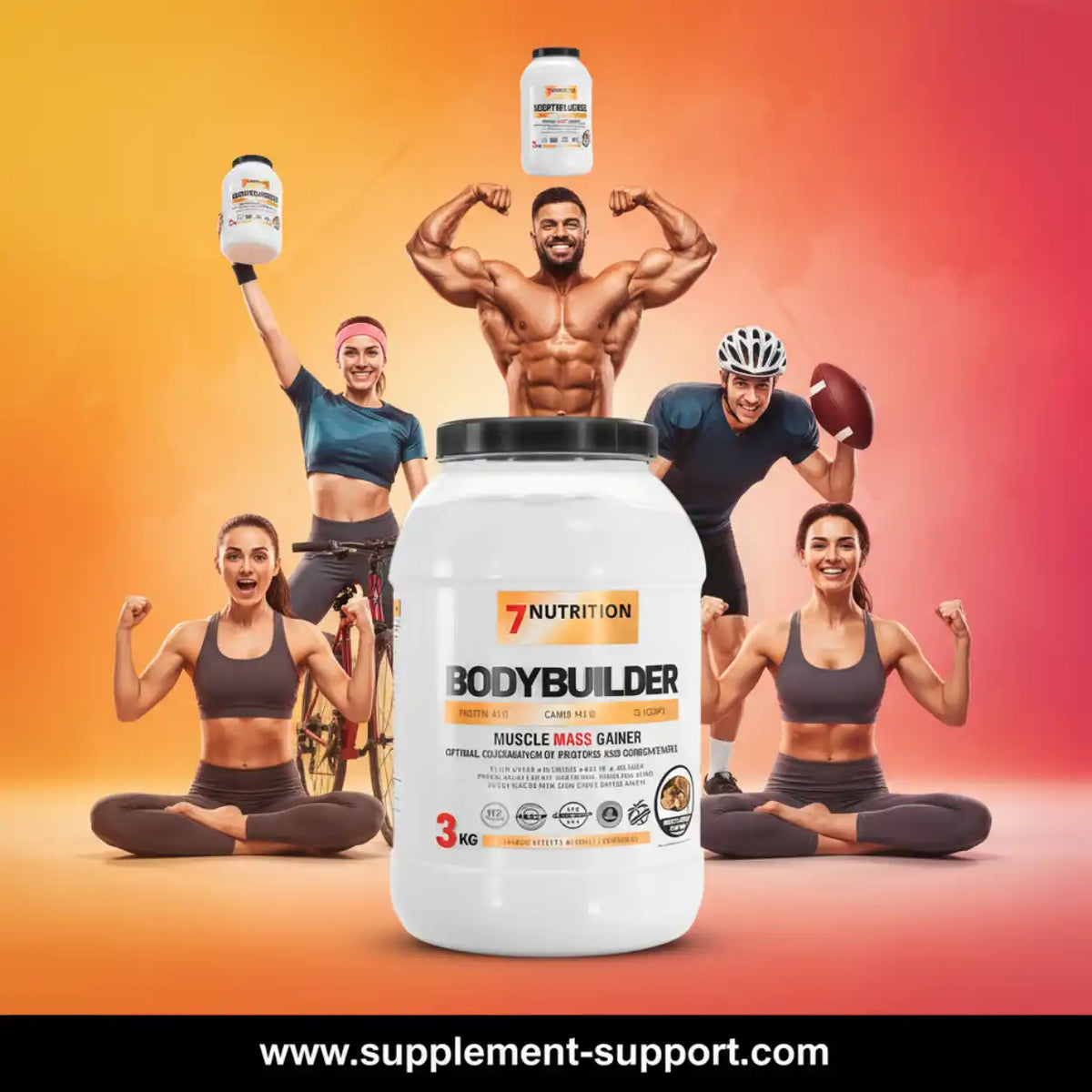 Bodybuilder Muskelaufbau Protein Pulver für Sportler und Fitness zur Gewichtszunahme.