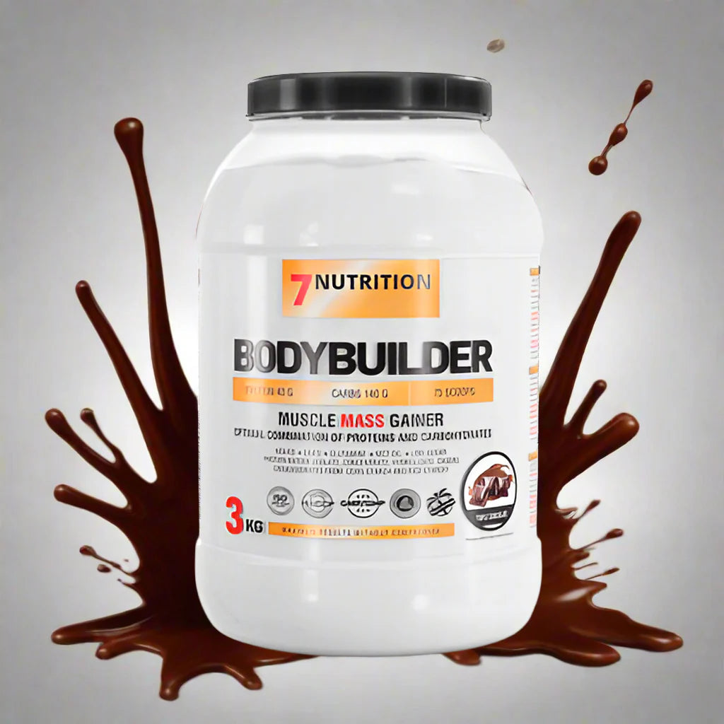 7Nutrition Bodybuilder Muscle Mass Gainer 3kg mit Schokoladen-Splash für Fitness und Muskelaufbau