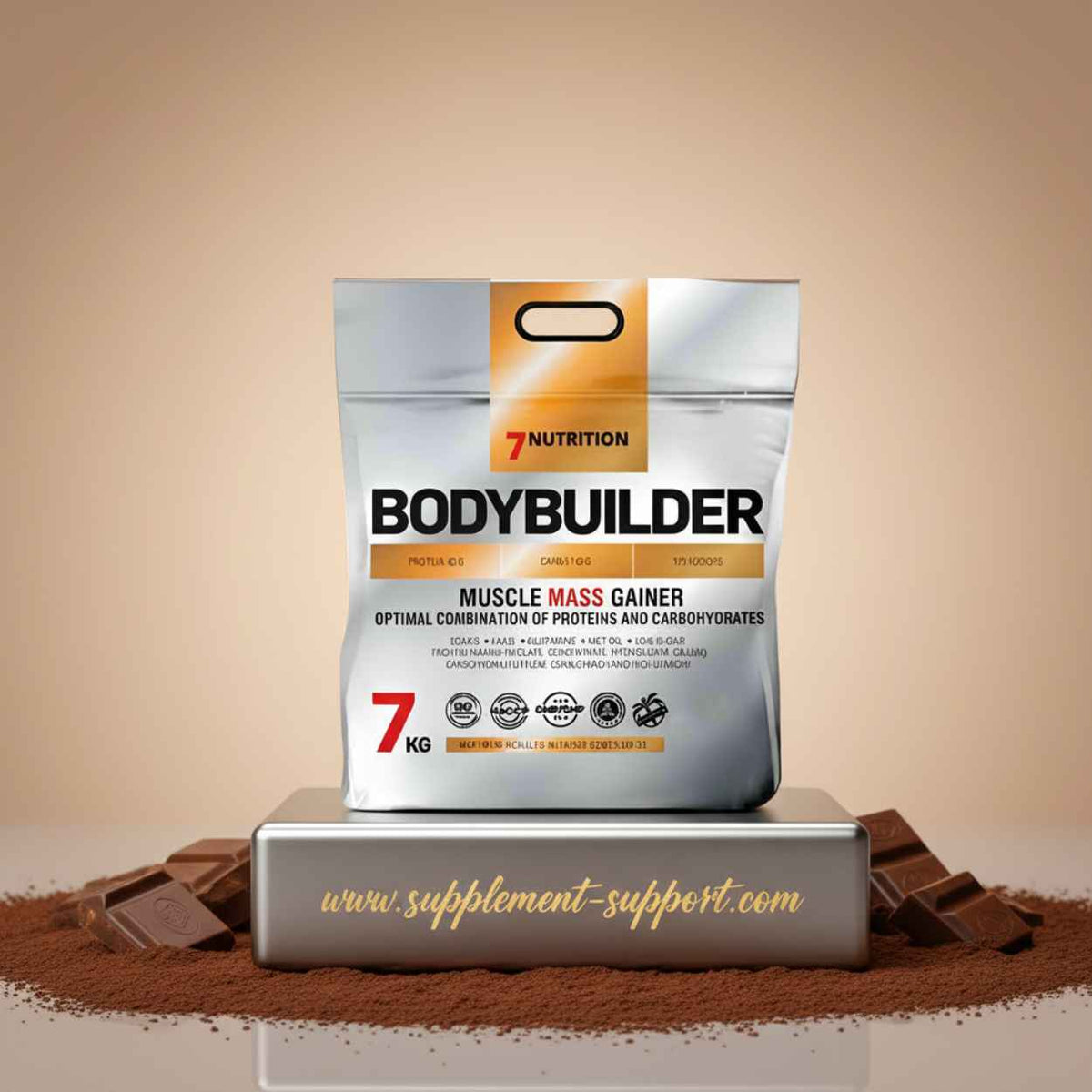 7 Nutrition Bodybuilder Muscle Mass Gainer mit Proteinen und Kohlenhydraten, 7 kg Packung