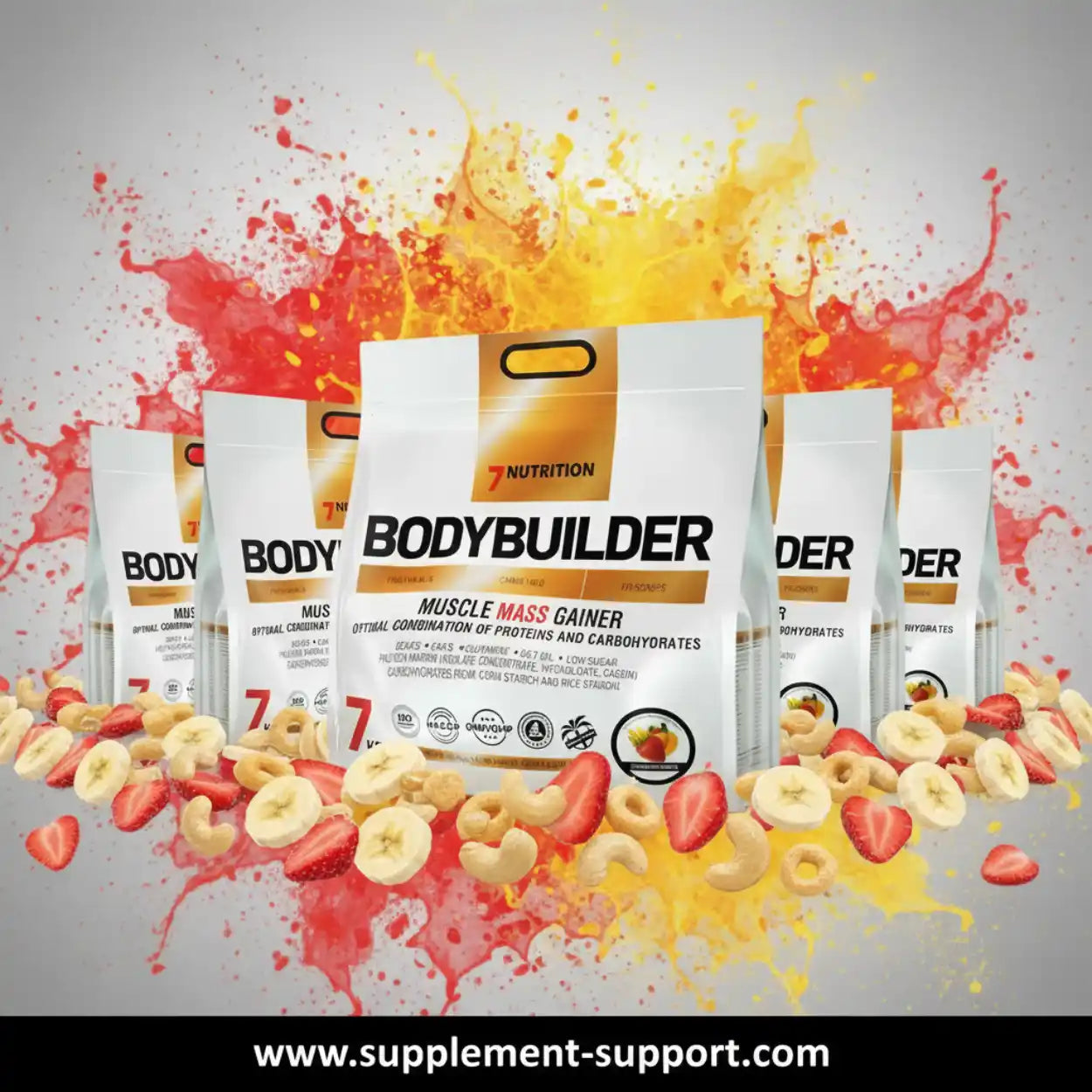 7Nutrition Bodybuilder Muscle Mass Gainer Protein-Kohlenhydrat-Mischung mit Obst