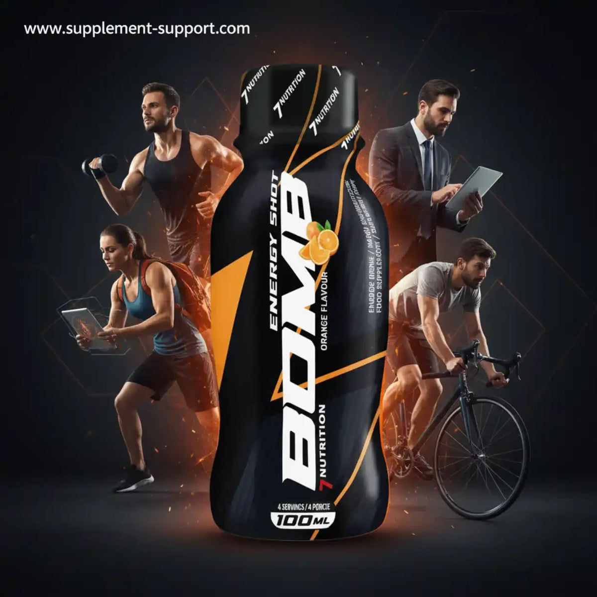 7 Nutrition Energy Shot Orange Flavour für Sportler und Fitness