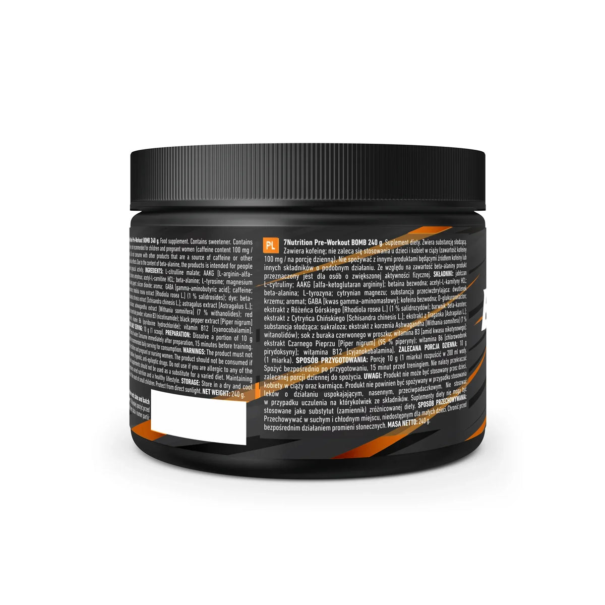 7Nutrition Pre-Workout BOMB 240g - Nahrungsergänzung für Fitness und Sport mit Koffein und Beta-Alanin