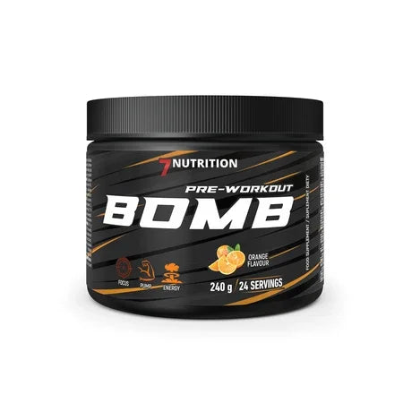 7 Nutrition Pre-Workout Bomb Orange Flavor – 240g, 24 Servings für Fitness & Training