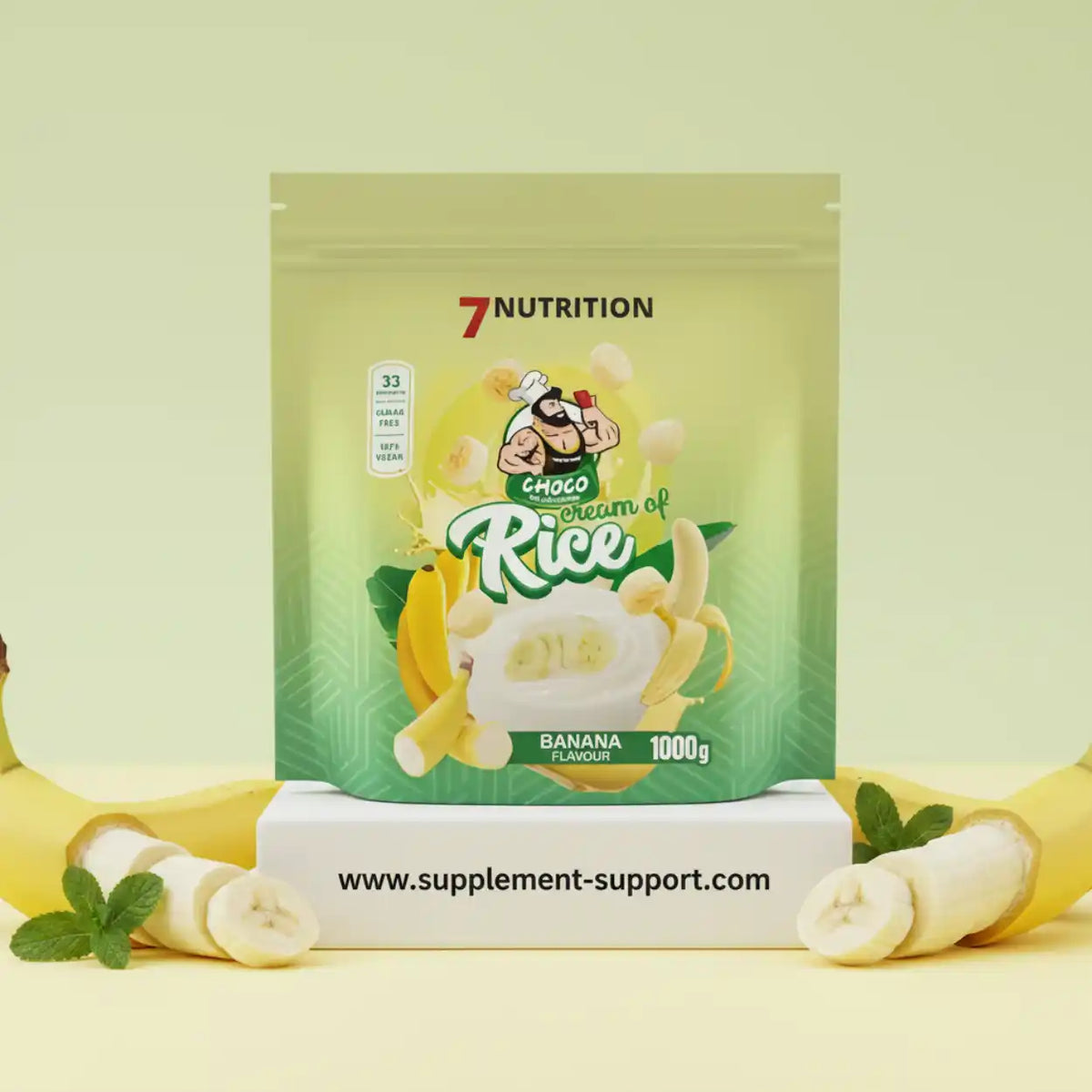 7 Nutrition Cream of Rice Bananen-Geschmack, 1000g Packung mit Bananen